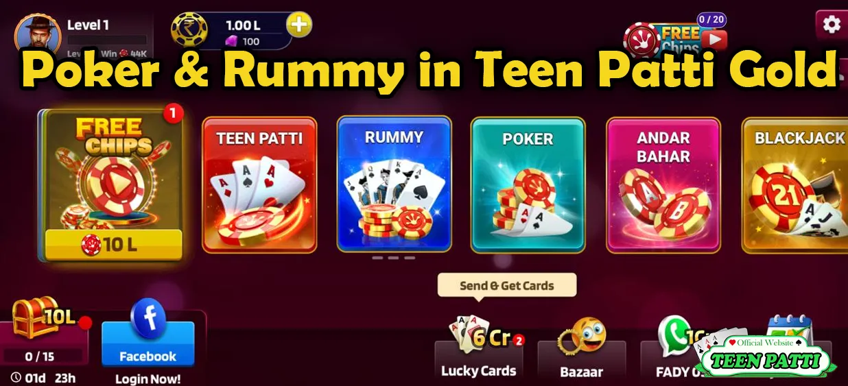 Poker & Rummy in Teen Patti Gold